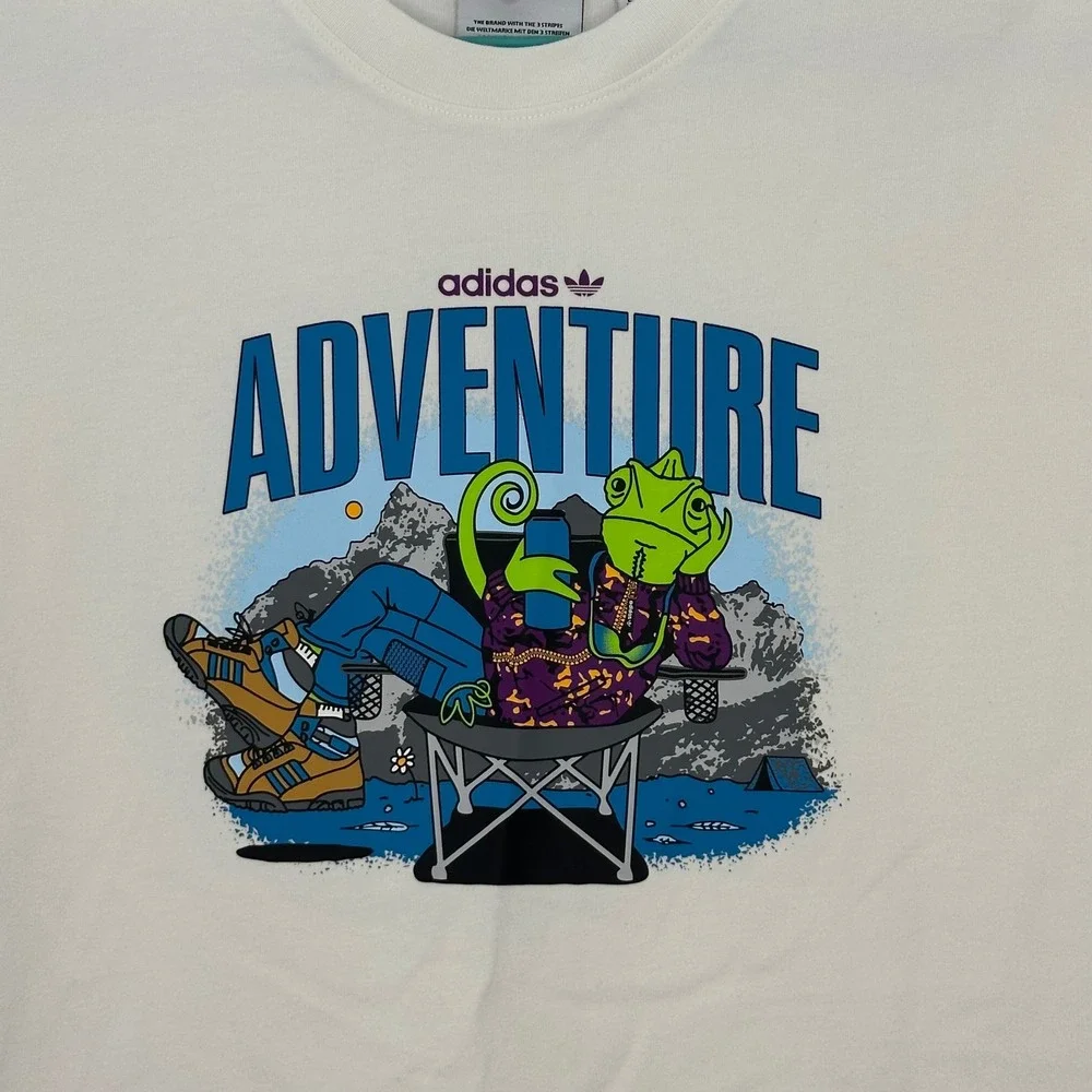 Adidas Adventure Chameleon Graphic T-Shirt Men M White hype Tee streetwear